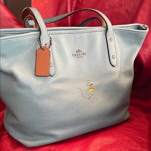 Coach limited edition Peanuts City Zip tote in ocean blue